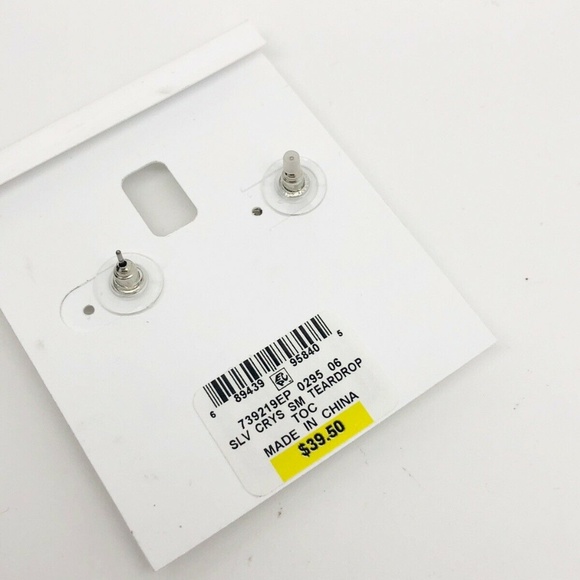 Charter Club Silver Clear Crystal Teardrop Earring - Picture 4 of 4